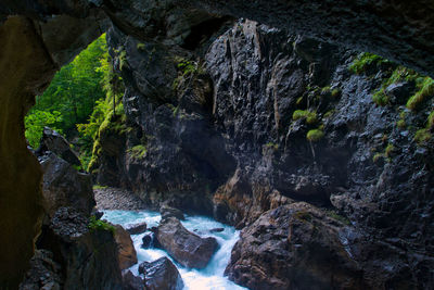 Scenic view of waterfall