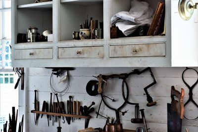 Hand tools on wall