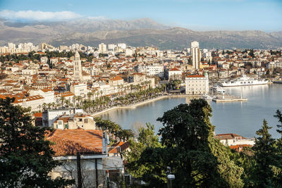 Aerial view of buildings in city