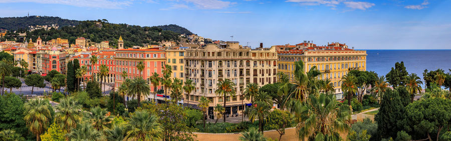 High angle view of buildings in city