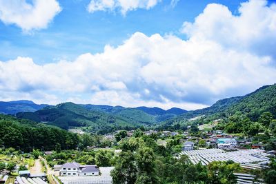 High angle view of townscape against sky