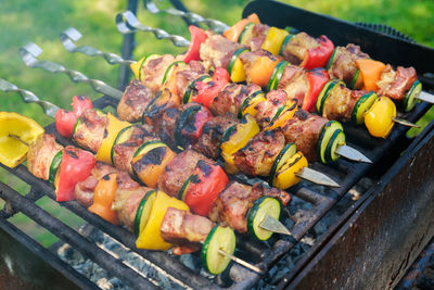 Meat on barbecue grill