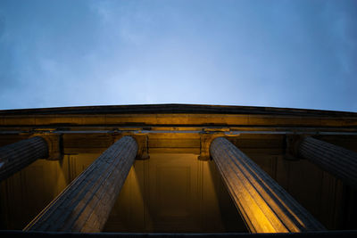 Low angle view of building against blue sky