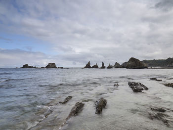 View of the gueirúa beach, asturias, spain