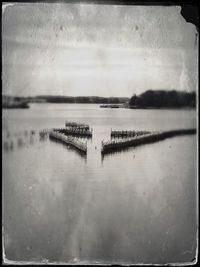 High angle view of a pier in lake