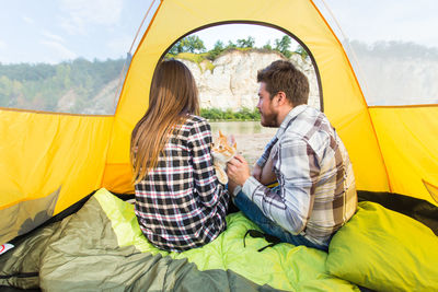 People in tent