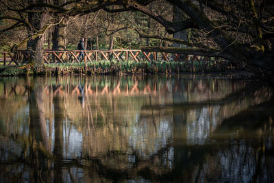 Reflection of built structure in lake