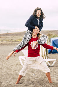 Young couple enjoying at beach