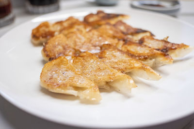 High angle view of food in plate