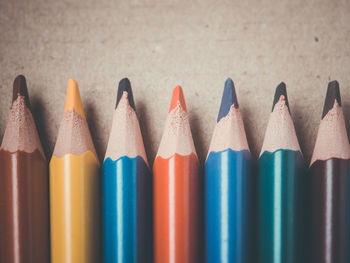 Close-up of colored pencils