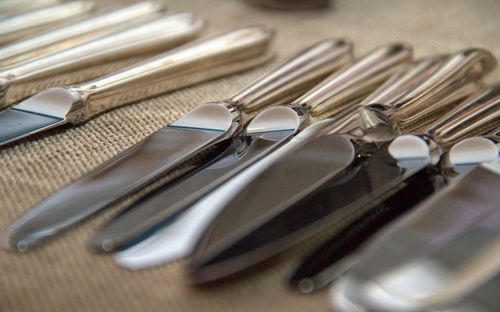 Close-up of table knives