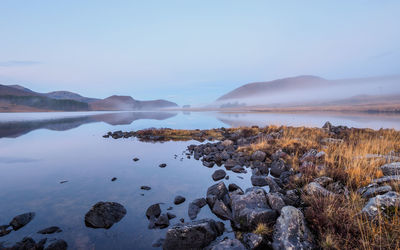 Scenic view of lake against sky