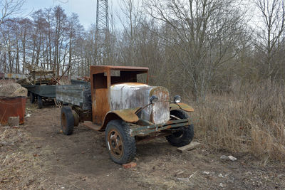 Abandoned cart on field