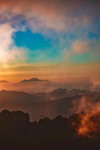 Scenic view of dramatic sky during sunset