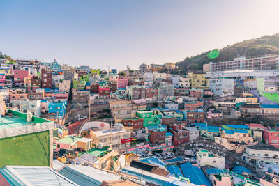 Cityscape against clear sky