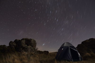 Scenic view of star field against sky at night