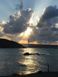 View of sea against cloudy sky during sunset