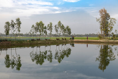 Scenic view of lake against sky