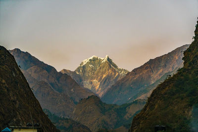 Scenic view of mountains against clear sky