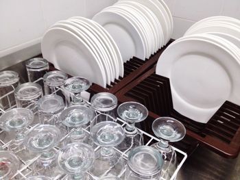 Close-up of empty glasses