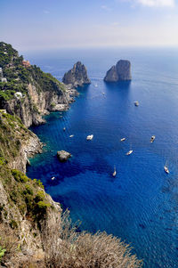 High angle view of sea against sky