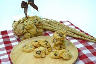Close-up of cookies on table