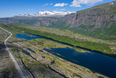 High angle view of landscape against sky