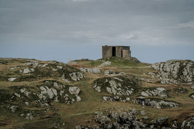 View of old ruin building against sky