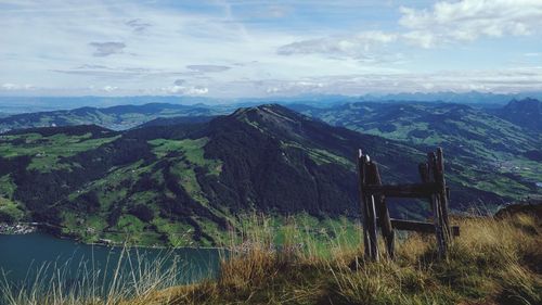 Scenic view of mountains against sky