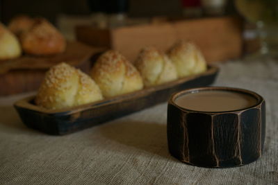 Close-up of food on table