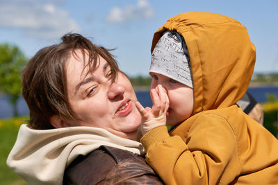 Portrait of mother and son