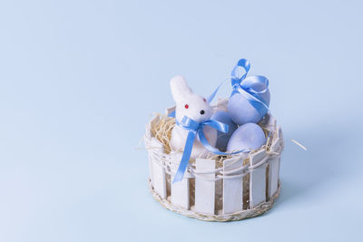 Close-up of stuffed toy against white background