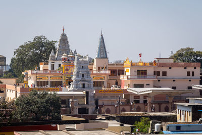 Ancient holy temple dome architecture with bright blue sky at morning