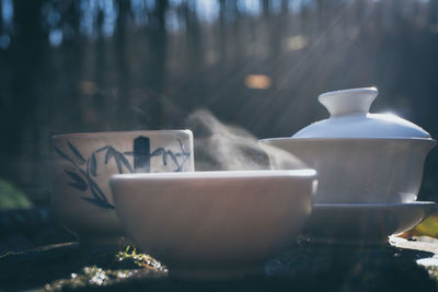 Close-up of drink in bowl on table