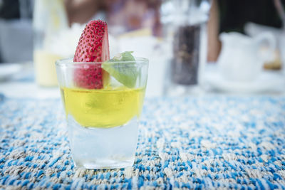 Close-up of refreshing drink on table