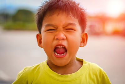 Close-up of angry boy