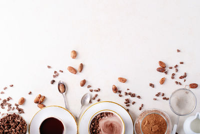 High angle view of coffee beans on table