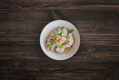 Directly above shot of salad in bowl on table