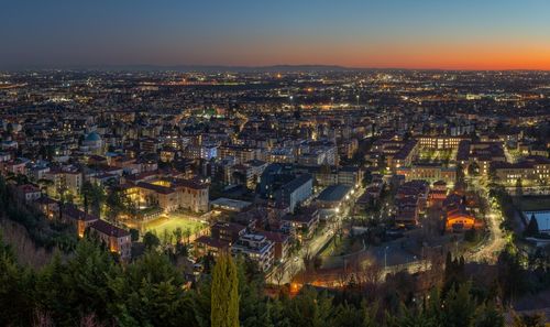 Lower town of bergamo at the end of the day