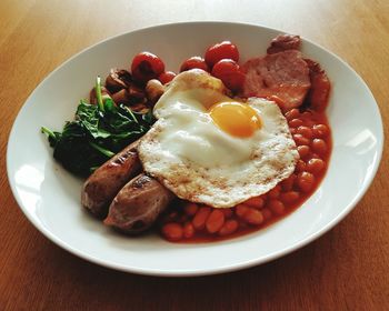 Close-up of breakfast served in plate