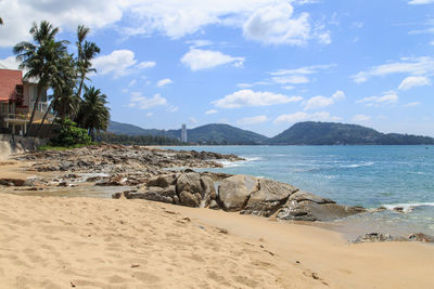 Scenic view of beach against sky