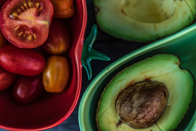 High angle view of fruits in container