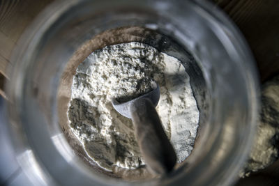 High angle view of bread in container