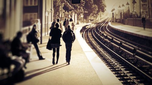 Railroad tracks in city