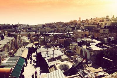 High angle view of cityscape against sky