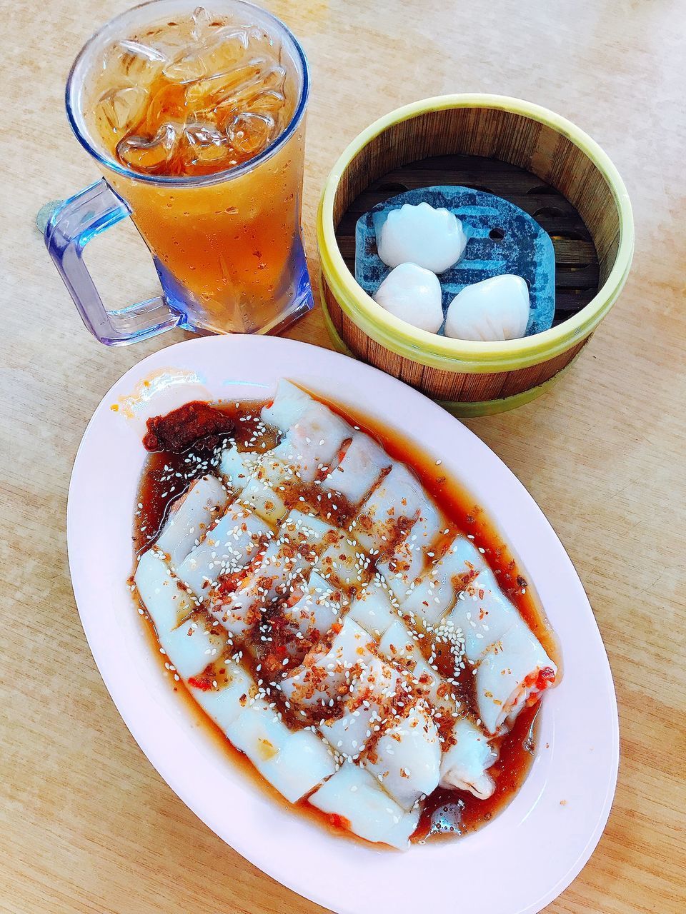 HIGH ANGLE VIEW OF BREAKFAST SERVED IN PLATE