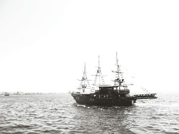 Boat sailing in sea