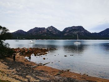 Scenic view of lake against sky