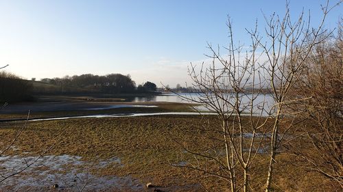 Scenic view of lake against sky