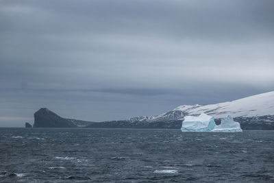 Scenic view of sea against sky during winter